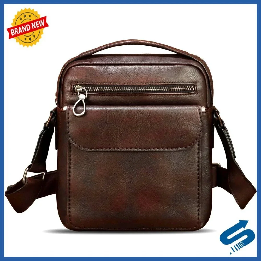 Genuine Leather Messenger Bag for Men Shoulder Crossbody Satchel